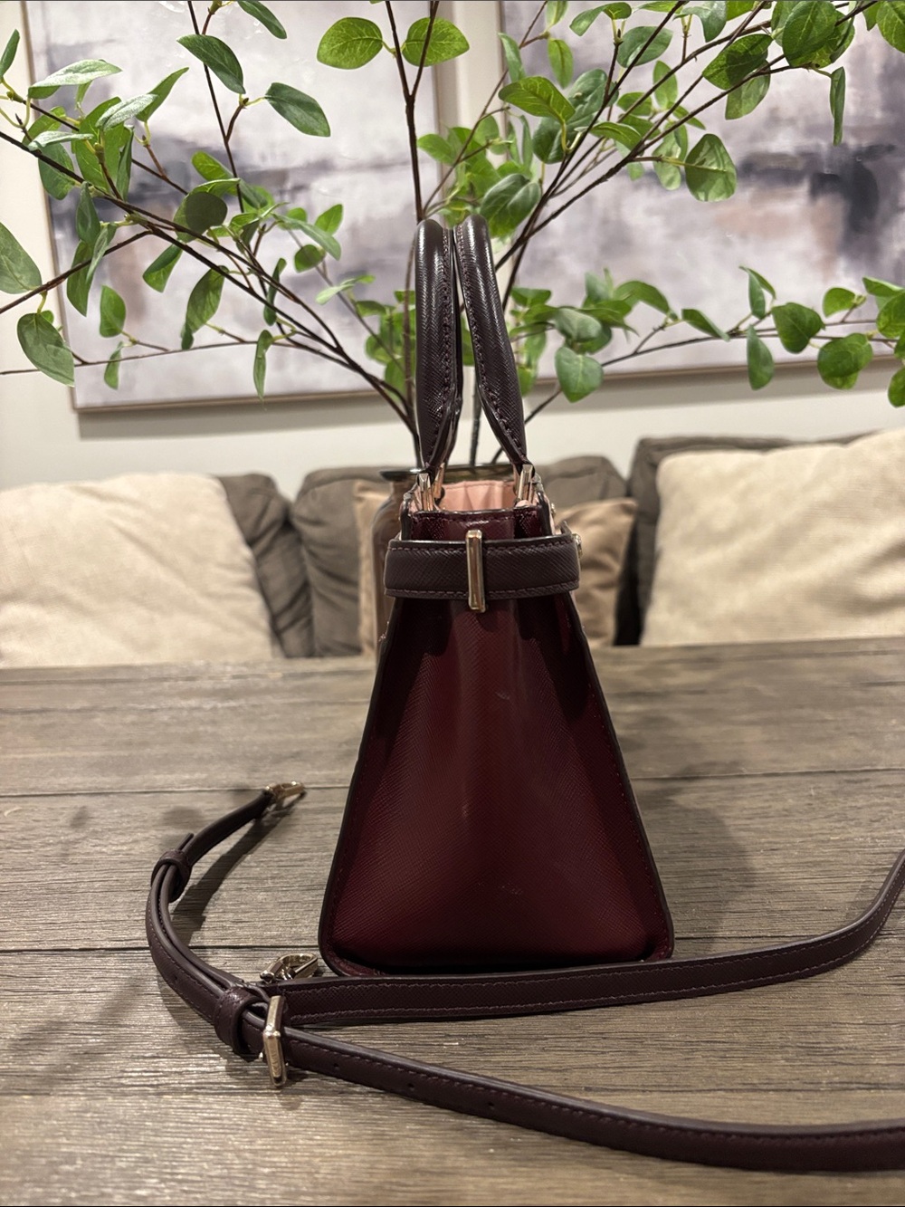 kate spade Pink and Burgundy Two-Tone Satchel - Picture 4 of 8
